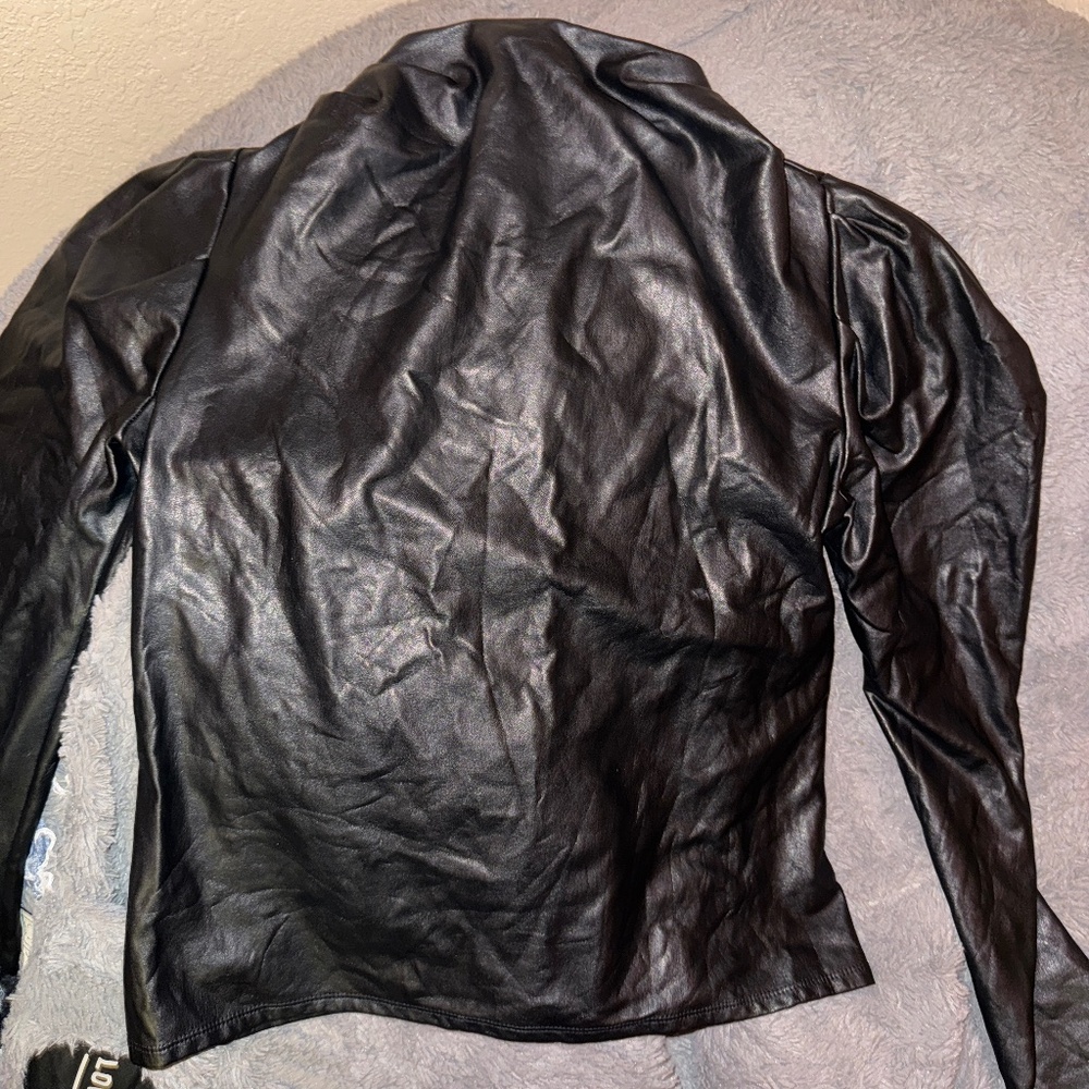 Express long sleeve leather shirt